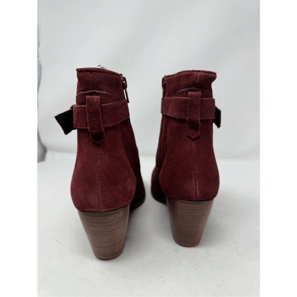 Diba Womens Shoes Boots Sz 7.5 Burgundy Red Suede Leather Heeled Chic Casual New - Picture 6 of 11